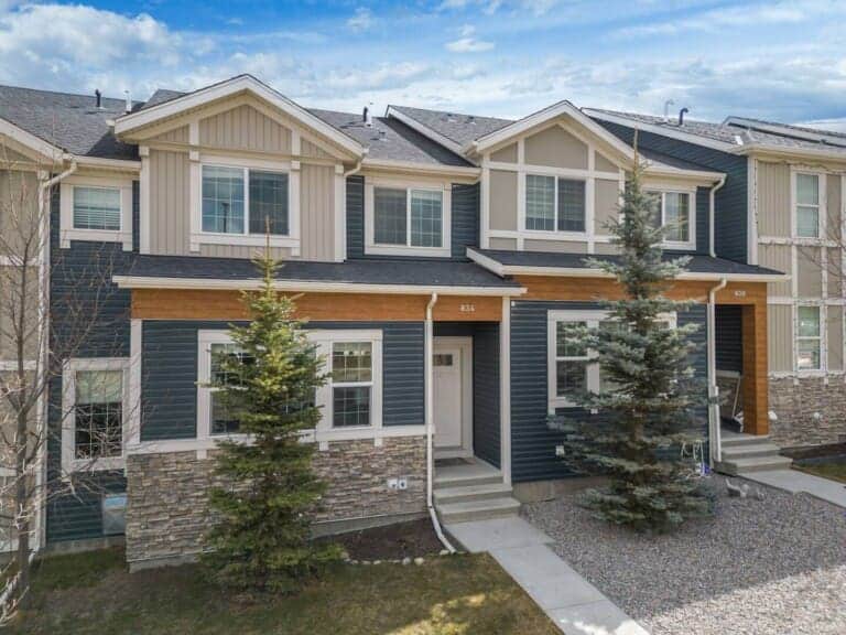 Exterior of a two-storey 4-bedroom townhouse in Nolan Hill, Calgary